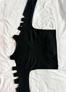 Black Cutout Long Sleeve Top