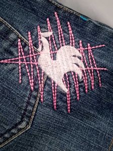 Embroidered Denim low rise shorts