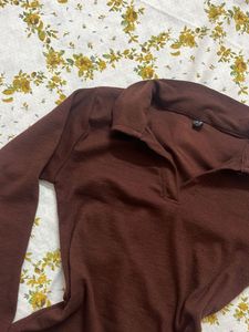 Coffee Brown Long Sleeve Top