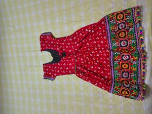 Red Embroidered Girls Dress