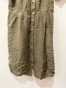 Olive Green Button-Down Dress