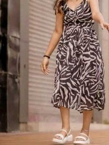 Zebra Print Midi Dress
