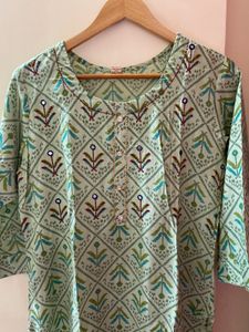 Threadwork Green Kurta