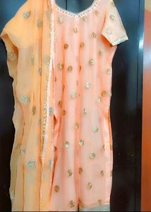 Light Orange Kurta &amp; Golden Skirt With Dupatta 40