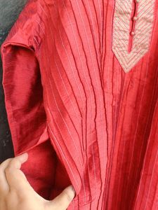 Men Festive Kurta Red Colour