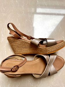 Women Golden Wedge Heels