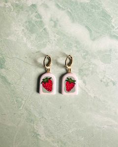 Fruit painted clay earings