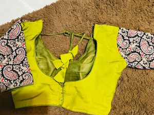 Olive Green Lehenga Set with Printed Blouse