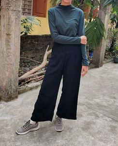 High Waist Korean Trouser Midnight Blue
