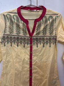 Yellow Printed Kurta