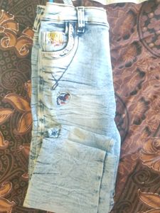 Men&#39;s Blue White Trendy Jeans