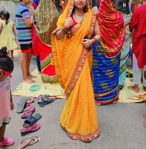 Yellow Printed Saree