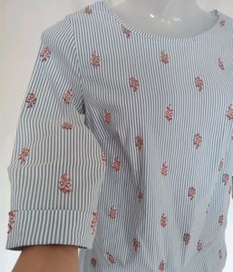 Striped Floral Tie-Front Top
