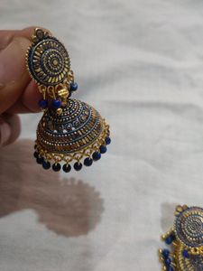 Blue Jhumka Earring Medium Size