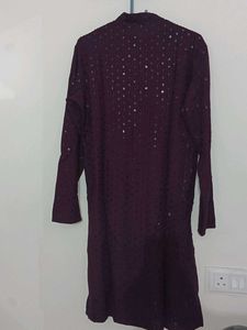 Maroon Lakhnavi Embroidery Kurta