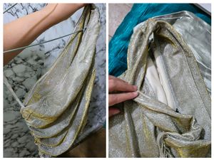 Silver Gold Toned Off Shoulder Crop Top