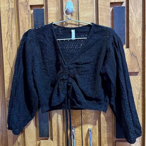 Black Cropped Lace Top