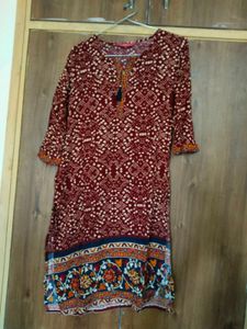 Maroon Printed Kurta