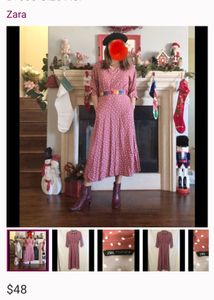 Zara Pink Polka Dot Fit And Flair Dress