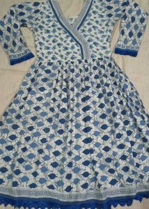 Blue Printed Frock Set