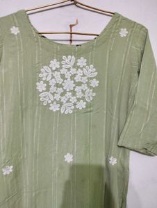 Green Embroidered Kurta