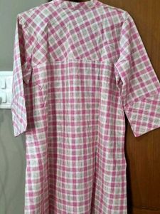 Checkered Embroidered Kurta