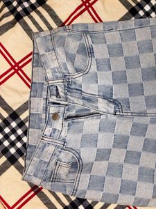 Checkerboard Print Jeans From URBANIC