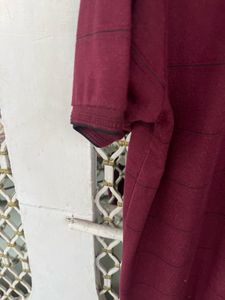 Maroon Striped Polo Shirt