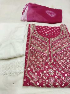 Pink Bandhani Salwar Kameez Set