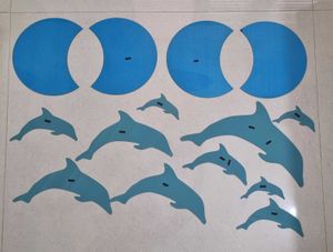 Dolphin &amp; Moon Mirror Wall Decals