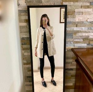 3/4 Sleeve Round Neck Overcoat