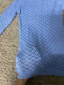 Blue Knit Sweater Dress