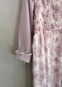 Lavender Stripe &amp; Floral Dress