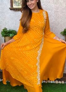 Pink Bandhani Kurta Set available in 3 color