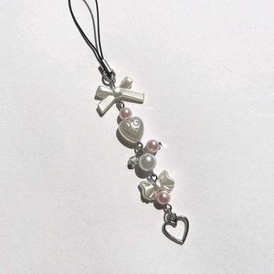 Pearl & Heart Phone Charm