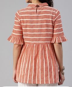 Not Used Striped Peter Pan Collar Top Size XXL