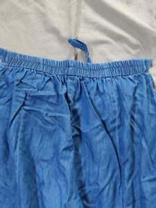 Fringe Hem Wide Leg Denim Pants