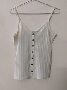 Ribbed Button-Front Cami