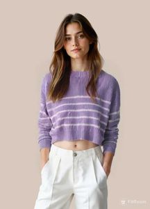 Lilac Striped Knit Sweater
