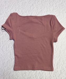 H&amp;M Divided Pink Ribbed Crop Top