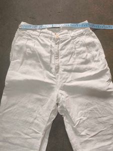 Vintage &#39;White Linen&#39; High-Waist Trousers