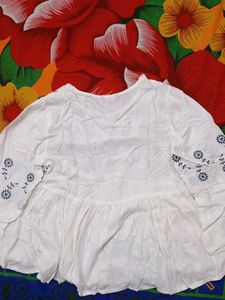 White Embroidered Zudio Top