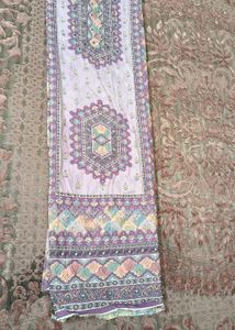 Lavender Printed Unstitched Suit Pure Cotton 100%