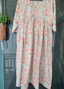 Floral Print Kurta Set With Kota Doria Dupatta