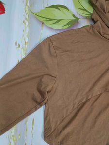(1100)Brown Cropped Hoodie