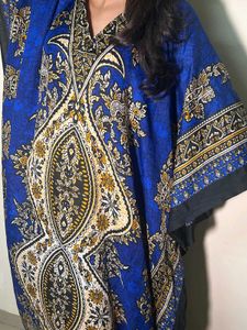 Blue Patterned Kaftan Dress