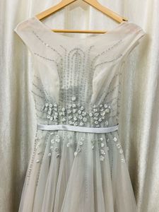 Elegant Tulle Evening Gown Silver New