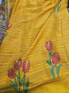 Synthetic Chiffon  With Blouse