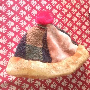 Children's woolen cap + knitted bonnet with flap