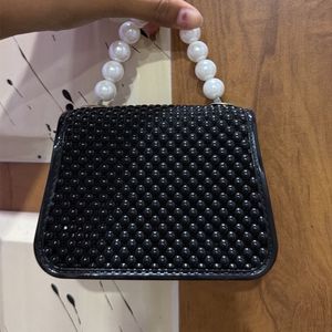 Black Beaded Handle Bag